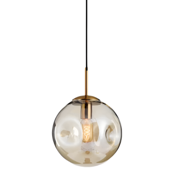 Skorter | Glass Spherical Pendant Light Fixture - Modern Hanging Lamp for Kitchen, Dining Room & Living Spaces