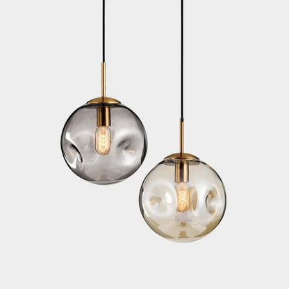 Skorter | Glass Spherical Pendant Light Fixture - Modern Hanging Lamp for Kitchen, Dining Room & Living Spaces