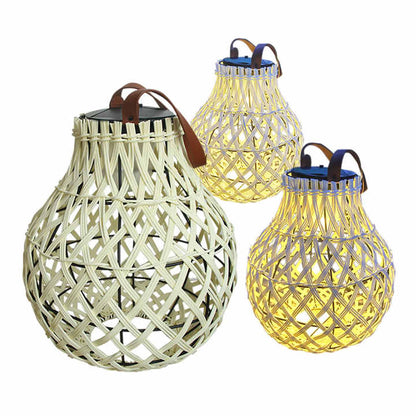 Skorter | Solar LED Rattan Lantern – Large Outdoor Lighting in Oval Design for Garden and Terrace