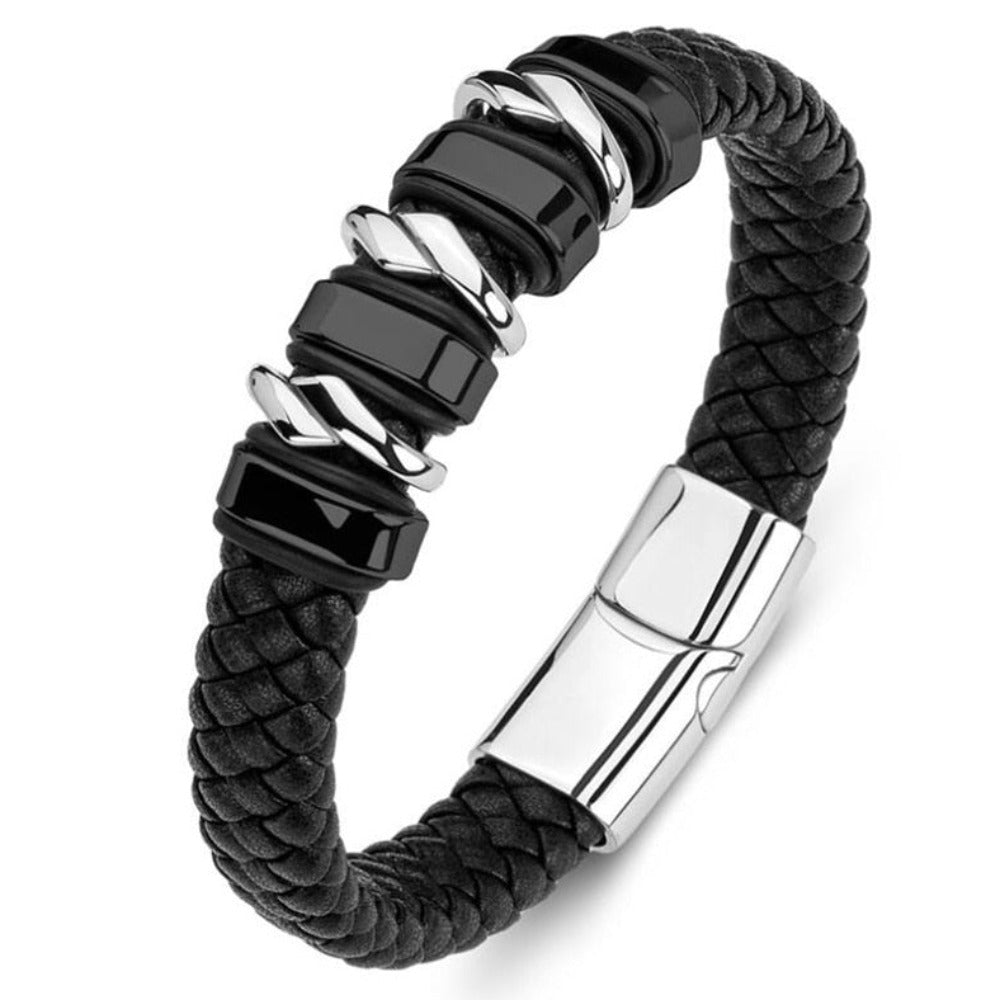 Skorter | Leather Braided Bracelet With Charms