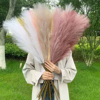Skorter | 5 pieces 100 cm Artificial Pampas Grass Dried Flower Bouquet Wedding Party Decoration Home Room DIY Artificial Plants Decoration Supplies