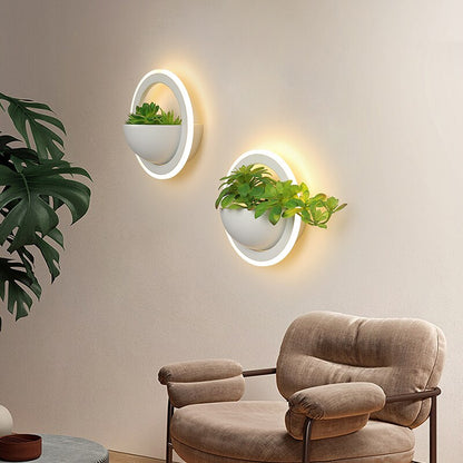Skorter | Circle Wall Lamp with Artificial Plant