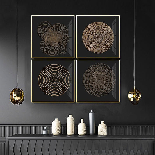 Skorter | Abstract Nordic Golden Canvas