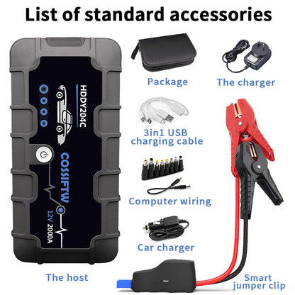 Skorter | 2000A UltraSafe 12V Car Jump Starter – Portable Battery Booster Pack with USB Charger & LED Flashlight – Up to 6.0L Petrol / 3.0L Diesel Engines