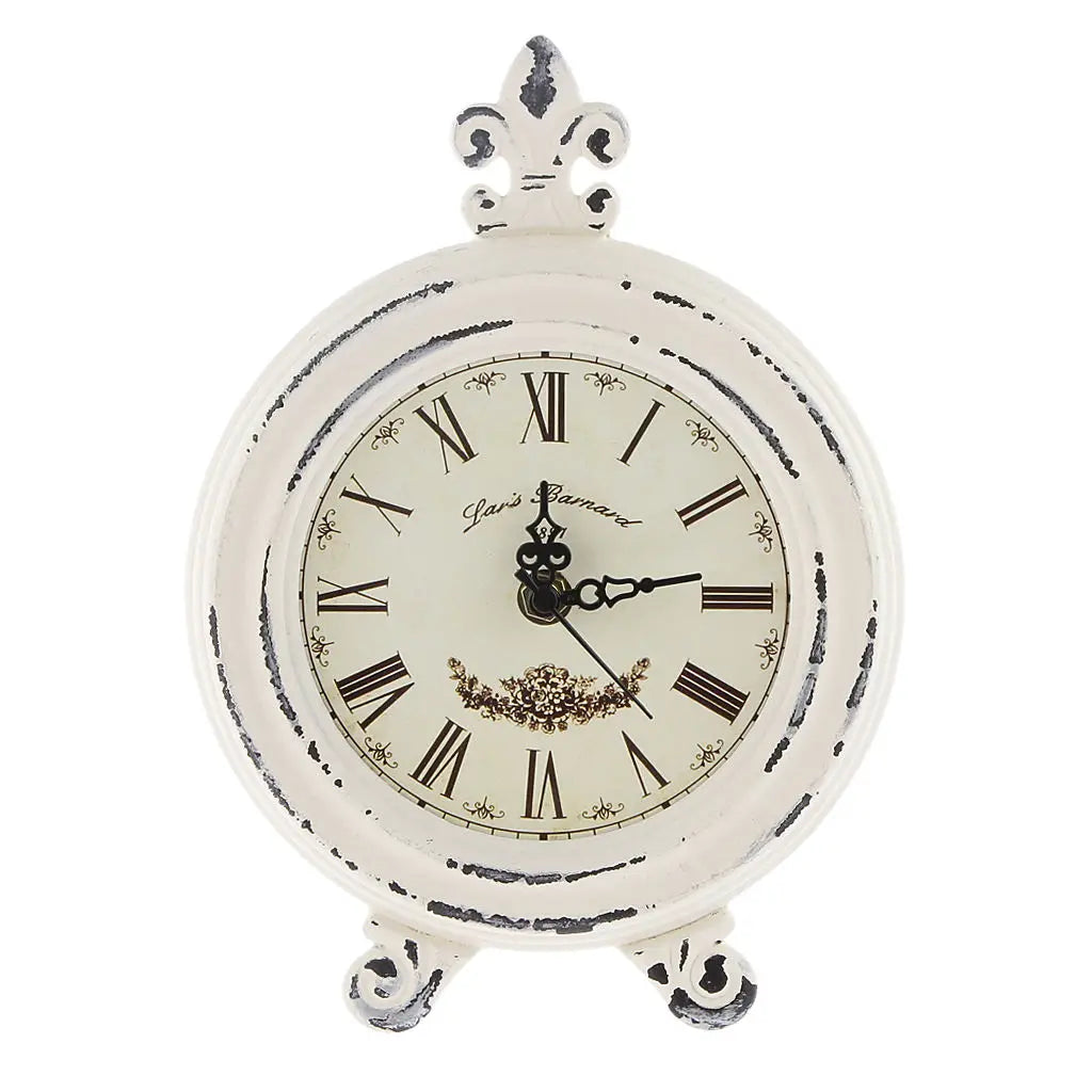 Skorter | Vintage bordsklocka i trästil med väckarklocka