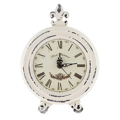 Skorter | Vintage bordsklocka i trästil med väckarklocka