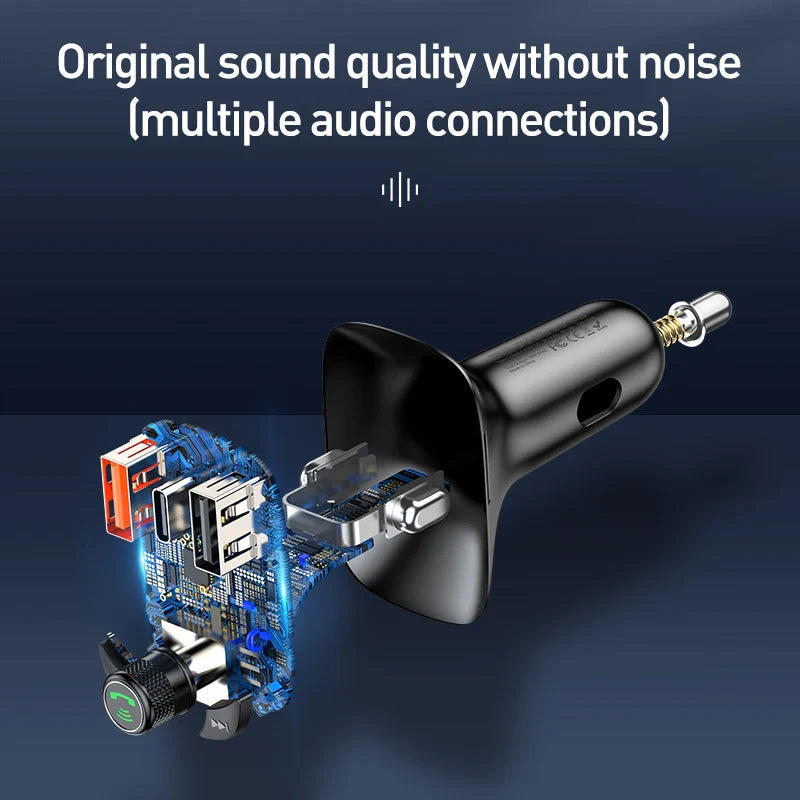 Skorter | Bluetooth 5.0 FM Transmitter Car Kit with 5A Quick Charger and MP3 Player