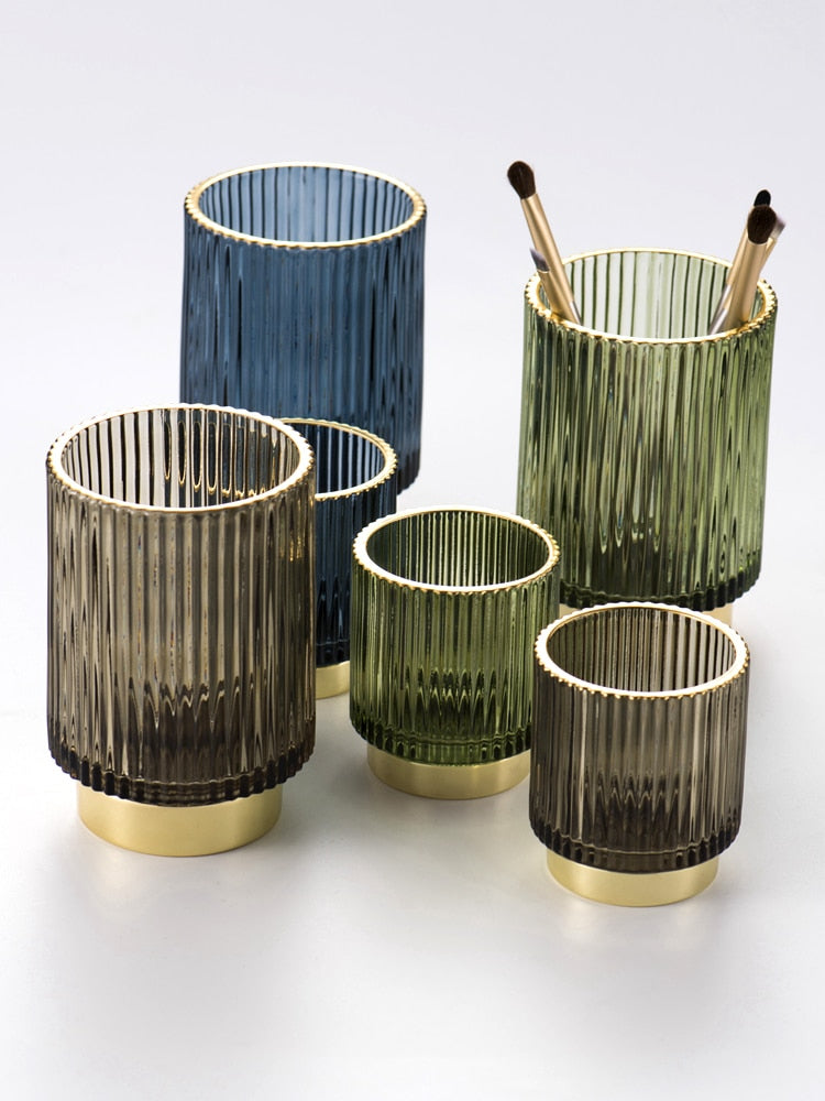 Skorter | Elise Gold Foil Glass Makeup Halter & Organizer