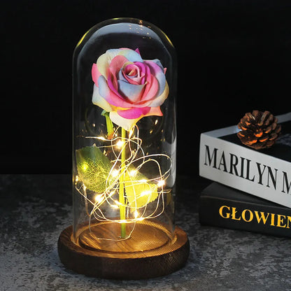 Skorter | Eternal Rose in Glass Dome | Handpicked, LED Lit & Ideal for Romantic Gifts and Home Decor