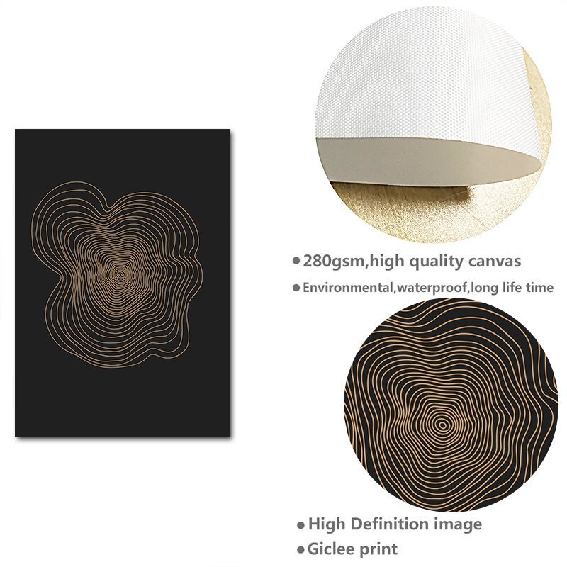 Skorter | Abstract Nordic Golden Canvas