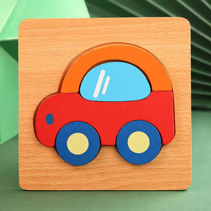 Skorter | 3D Wood Cartoon Animal & Traffic Puzzle – Early Childhood Learning Toy