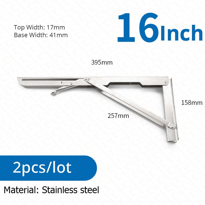 Skorter | 2-piece set collapsible shelf brackets, heavy-duty, made of stainless steel for tables, motorhomes and space-saving