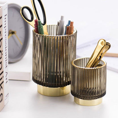 Skorter | Elise Gold Foil Glass Makeup Halter & Organizer