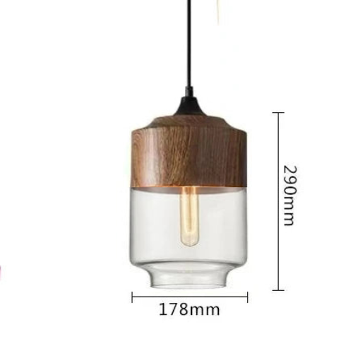 Skorter | EternaGlow Pendant Light made of Glass and Wood | Elegant Design for Your Home
