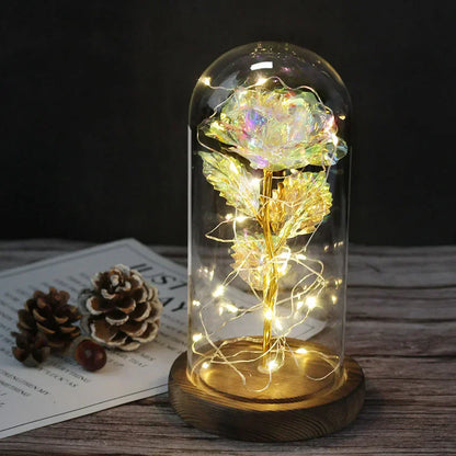 Skorter | Eternal Rose in Glass Dome | Handpicked, LED Lit & Ideal for Romantic Gifts and Home Decor
