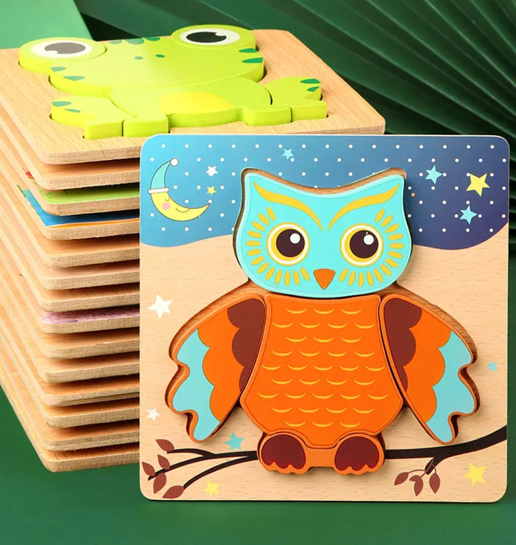 Skorter | 3D Wood Cartoon Animal & Traffic Puzzle – Early Childhood Learning Toy