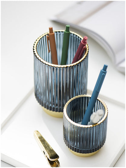 Skorter | Elise Gold Foil Glass Makeup Halter & Organizer