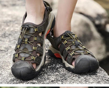Skorter | Summer Men's Outdoor Sandals Beach Shoes Genuine Leather Trekking Hiking
