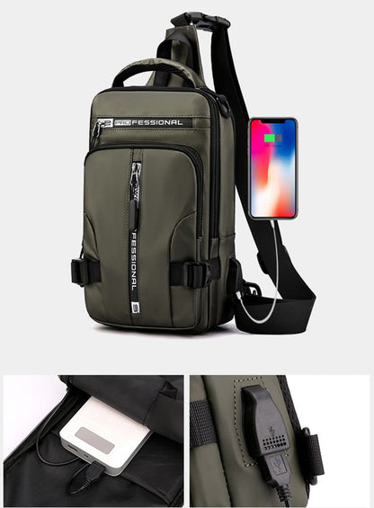 Skorter | Waterproof Oxford Crossbody Bag, Anti-Theft Sling Bag, USB Charging & Multi-Pocket Design