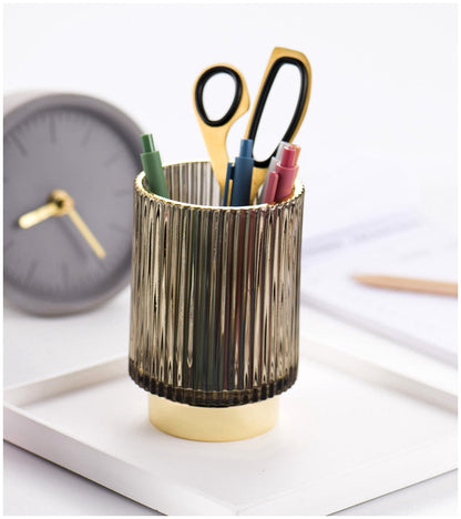 Skorter | Elise Gold Foil Glass Makeup Halter & Organizer