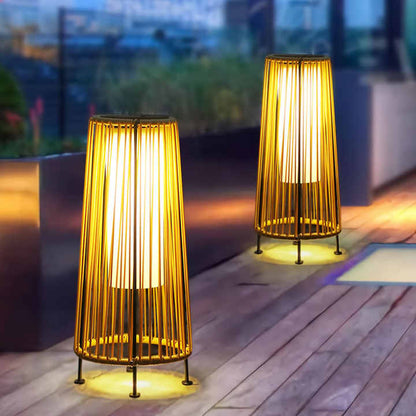 Skorter | Solar LED Rattan Lantern – Large Outdoor Lighting in Oval Design for Garden and Terrace