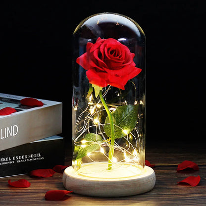 Skorter | Eternal Rose in Glass Dome | Handpicked, LED Lit & Ideal for Romantic Gifts and Home Decor