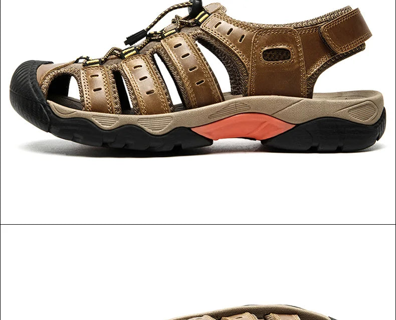 Skorter | Summer Men's Outdoor Sandals Beach Shoes Genuine Leather Trekking Hiking