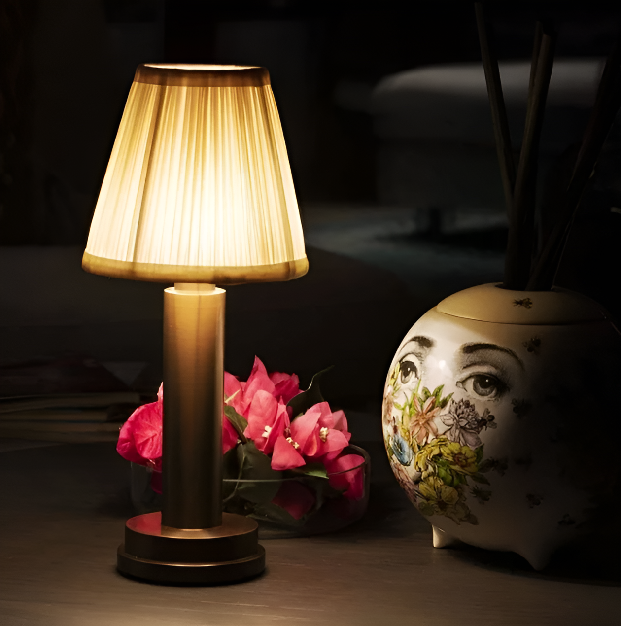 Skorter | Vintage Flare - Aluminium Table Lamp Dimmer Fabric Shade