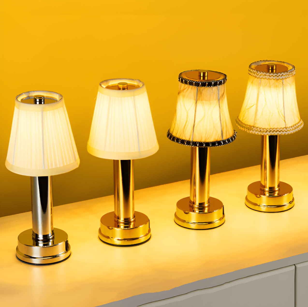 Skorter | Vintage Flare - Aluminium Table Lamp Dimmer Fabric Shade