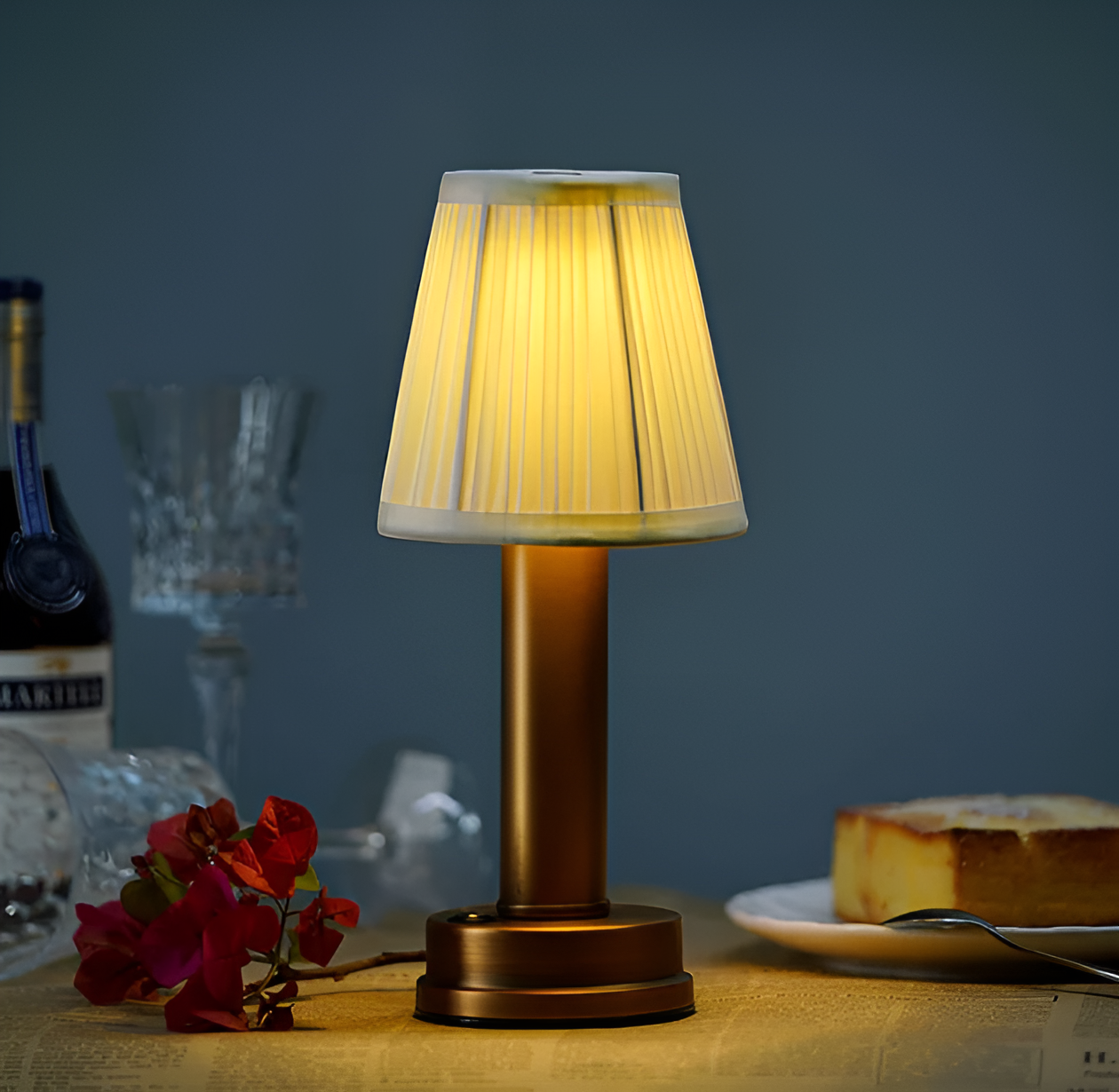 Skorter | Vintage Flare - Aluminium Table Lamp Dimmer Fabric Shade