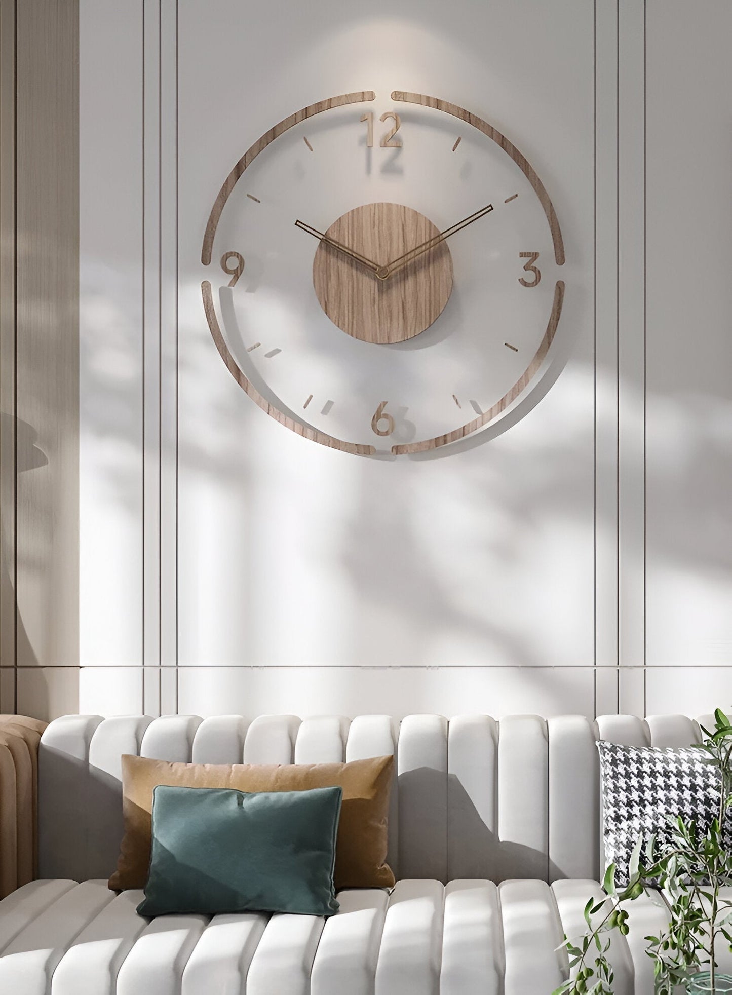 Skorter | ClearWood Transparent Wall Clock – Silent Quartz with Wooden Details