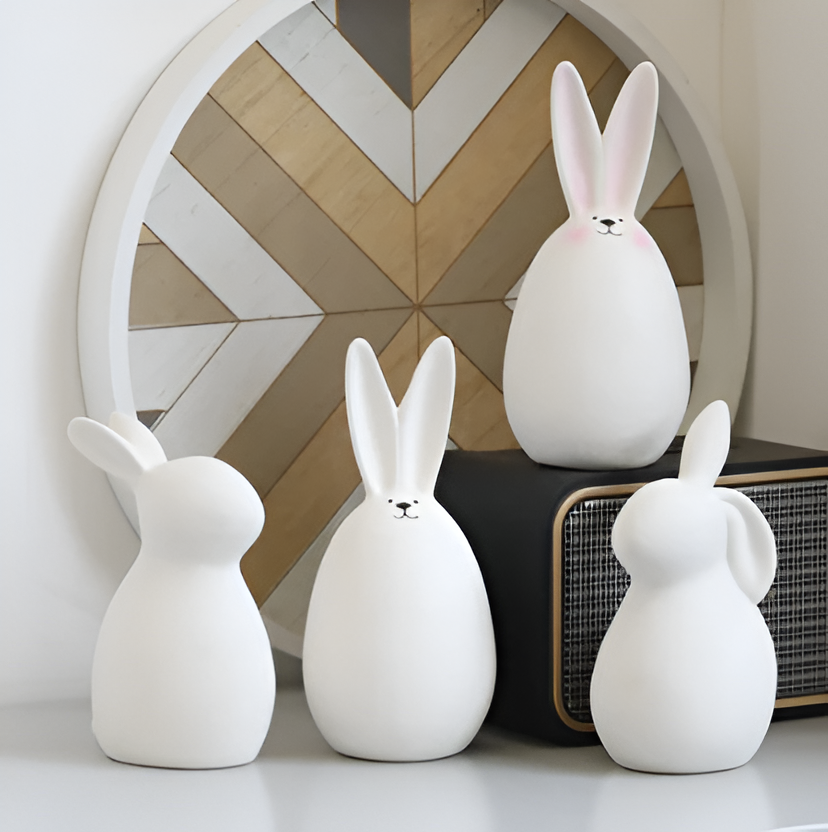Skorter | ConeyBliss Minimalist Ceramic Bunny – Elegant White Easter Rabbit Figurine Decor