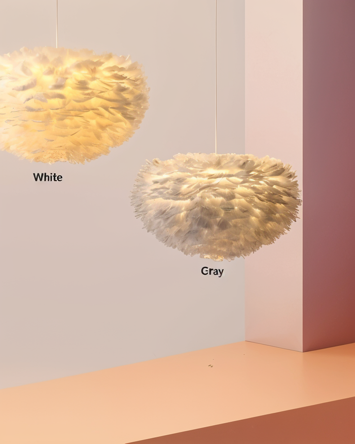 Skorter | Drömfångare Fjäderkrona - Handgjord, justerbar pendellampa