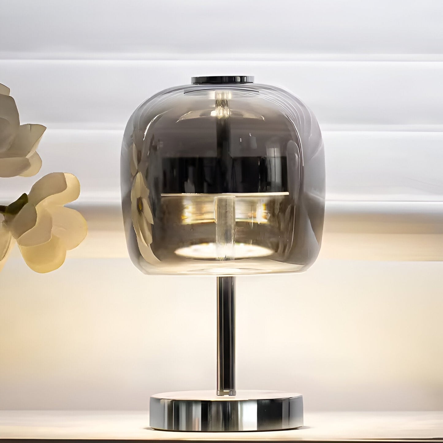 Skorter | Gleam Lamp - Stylish smoke gray glass lamp USB-powered dimmable light
