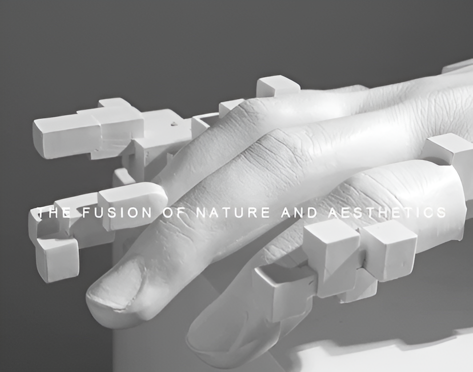 Skorter | Abstract Resin Hand Sculpture with Mosaic Design