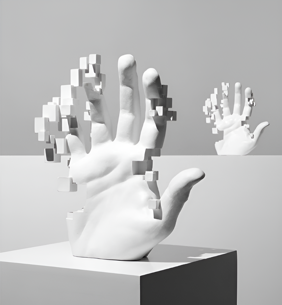 Skorter | Abstract Resin Hand Sculpture with Mosaic Design