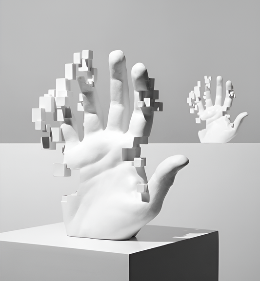 Skorter | Abstract Resin Hand Sculpture with Mosaic Design