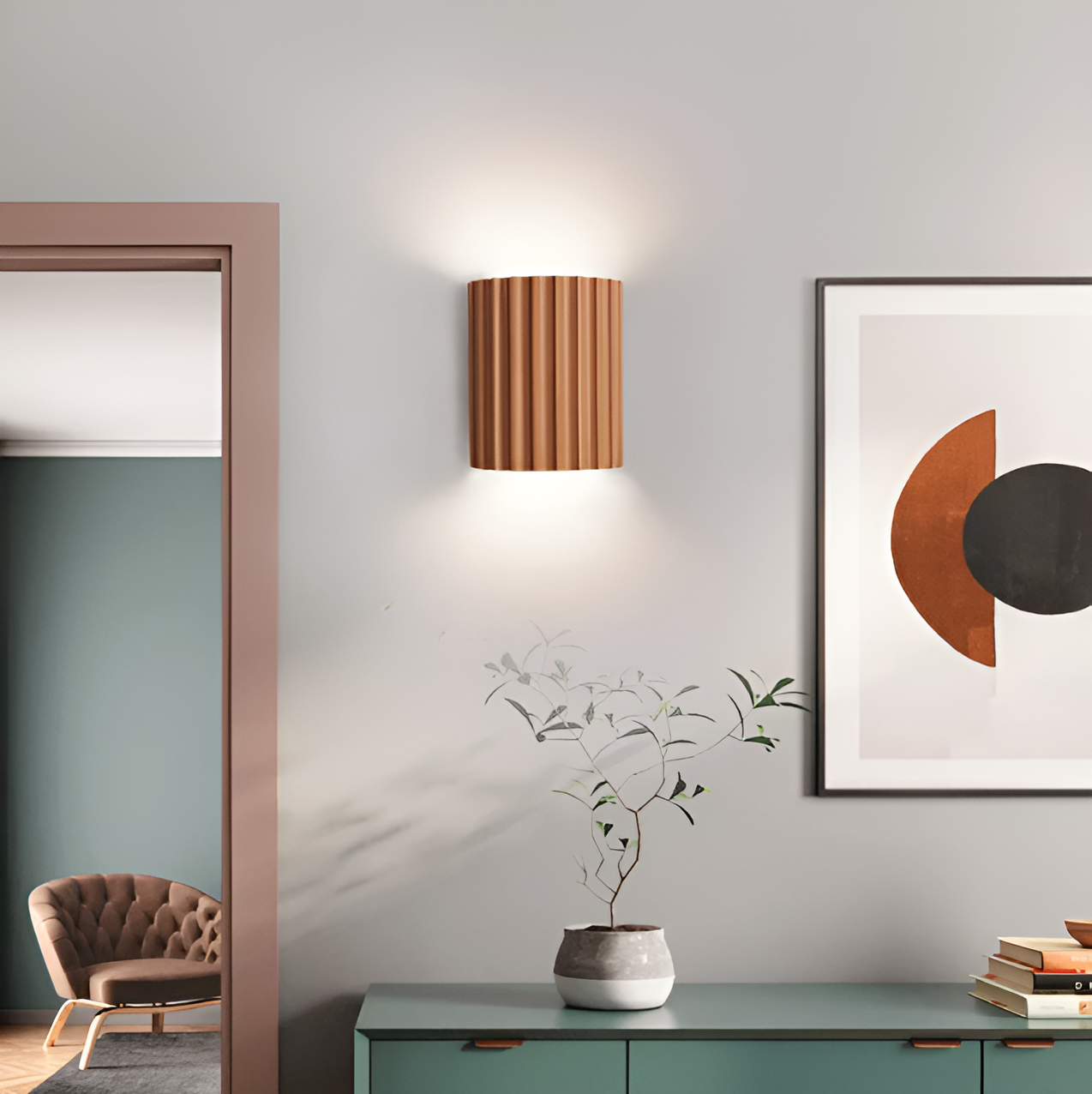 Skorter | Randig LED-vägglampa av harts för en modern nordisk atmosfär 