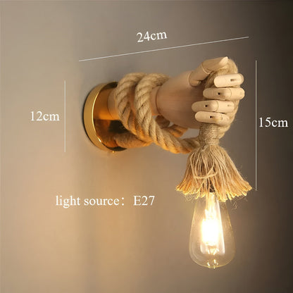 Skorter | RetroHand Lamp - Handmade Hemp Rope Wall Lamp for a Timeless Touch