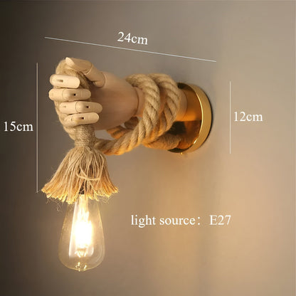 Skorter | RetroHand Lamp - Handmade Hemp Rope Wall Lamp for a Timeless Touch