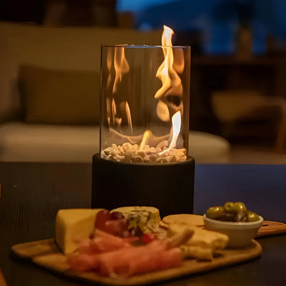 Skorter | SleekFlame - Stylish black metal base table fire pit