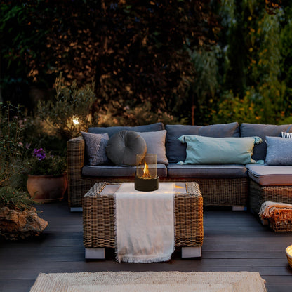 Skorter | SleekFlame - Stylish black metal base table fire pit