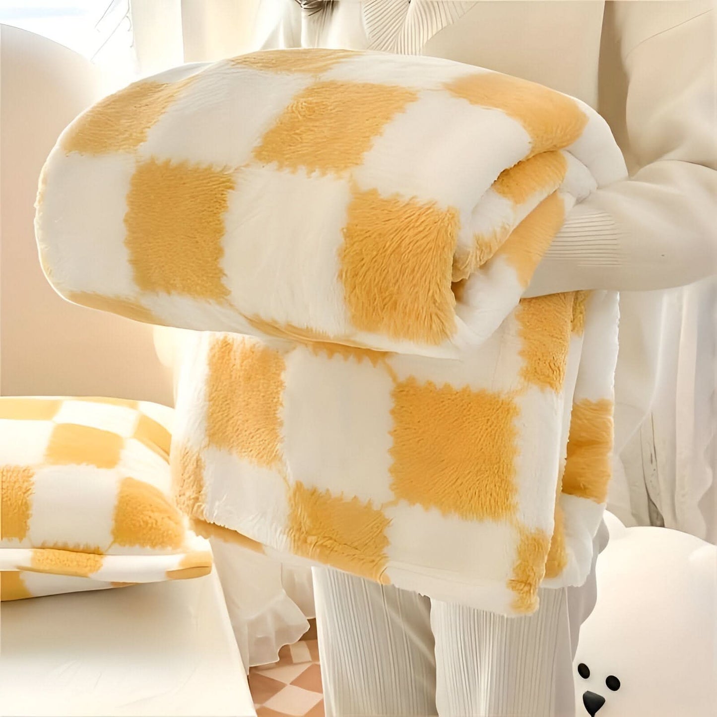 Skorter | SNUGSPOT – Colorful Checkered Fleece Blanket