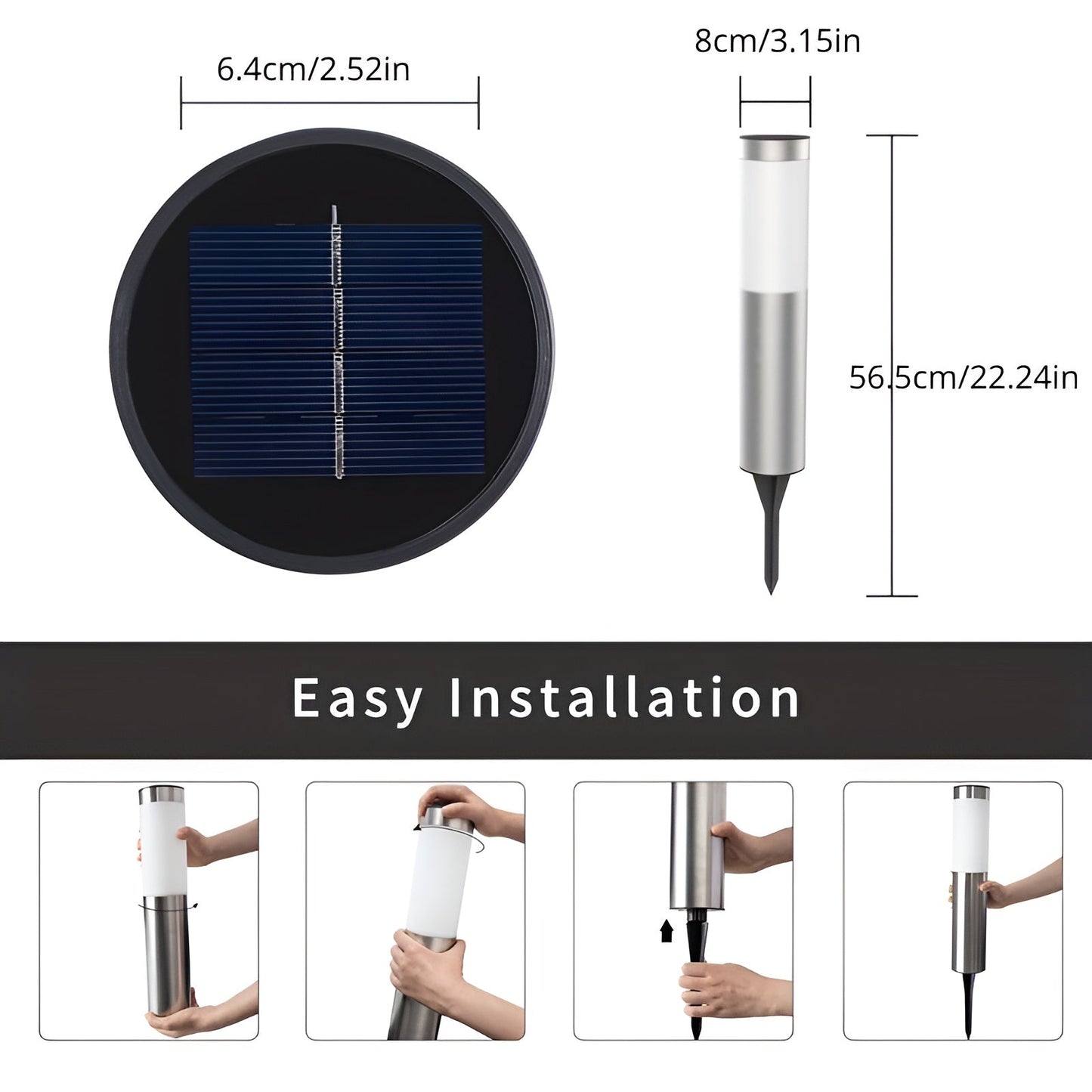 Skorter | SolarShimmer - Stainless Steel Solar Post Lights Outdoor Lamp