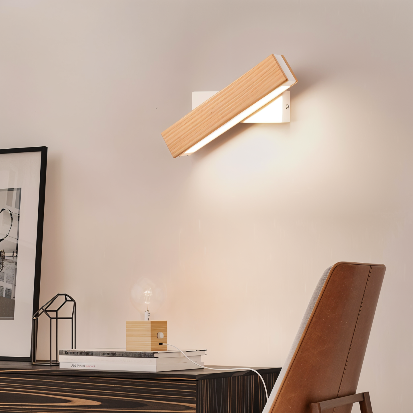 Skorter | TwistLED Wall Lamp - 360° Rotatable Rectangular LED Wall Lamp in Wood