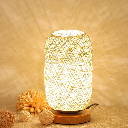 Skorter | RusticGlow - Wooden table lamp with rope design – Handcrafted LED decorative lamp