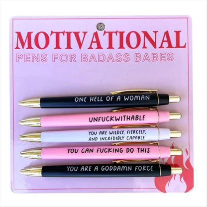 Skorter | A55T Motivational Badass Pen Set - 5Pcs Funny Daily Ballpoint Pens