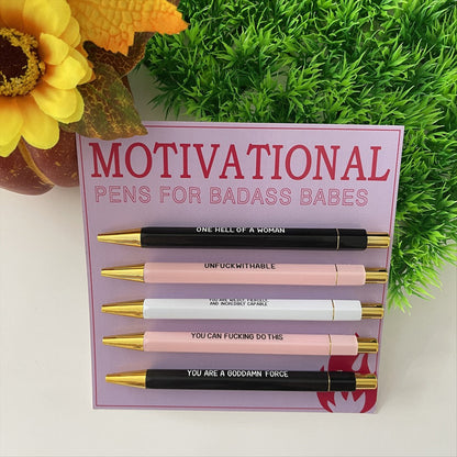 Skorter | A55T Motivational Badass Pen Set - 5Pcs Funny Daily Ballpoint Pens