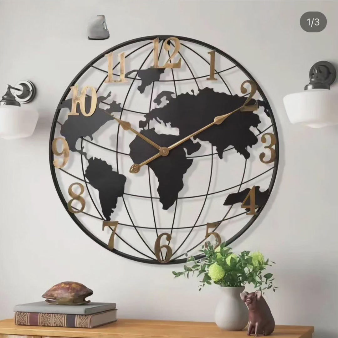 Skorter | 60cm Large World Map Wall Clock