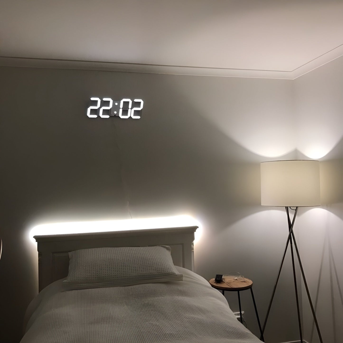 Skorter | PixelTime Clock – Modern 3D LED Digital Wall Clock with Temperature, Date & Alarm
